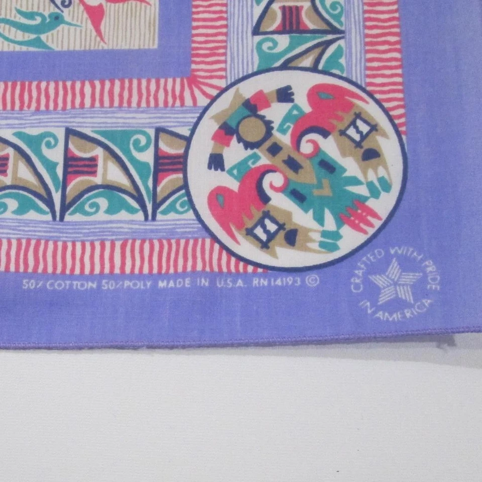 Bandana Púrpura Vintage Suroeste Pájaro Kachina Indio Azteca Hecho en EE. UU. Foto 4 de 4