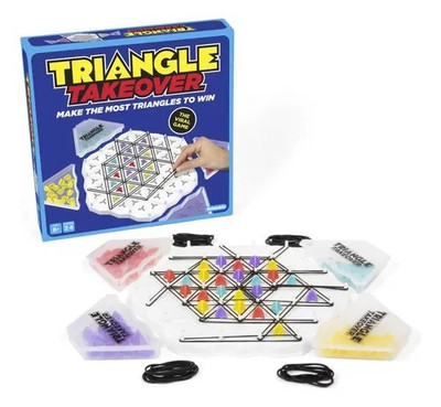 Triangle Takeover Board Game Strategy Rubber Bands Peg Storage 2 Players Age 8+