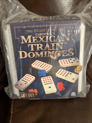 Mexican Train Dominoes in Aluminum Carry Case by Traditions Cardinals - New