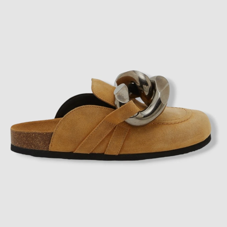 $695 JW Anderson Women's Beige Leather Chain Mule Loafer Shoes Size 36 EU/6 US