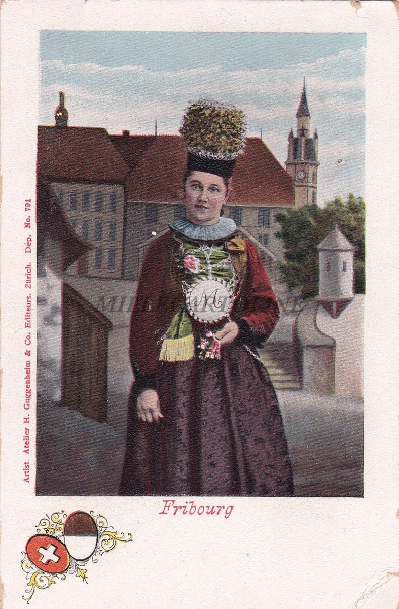 SVIZZERA Fribourg Donna con abito tradizionale