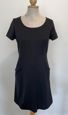 Ann Taylor LOFT Dress Womens Black Sheath Short Sleeve Front Pockets Sz 8
