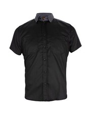 Men  s Two-Tone Black/Gray Reflective Short Sleeve Motorcycle Mechanic Shirt