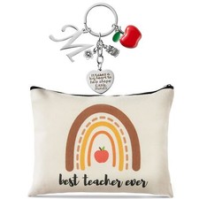 2pcs Teacher Appreciation Gift Set Best Teacher Ever Makeup Pouch and Thank Y...