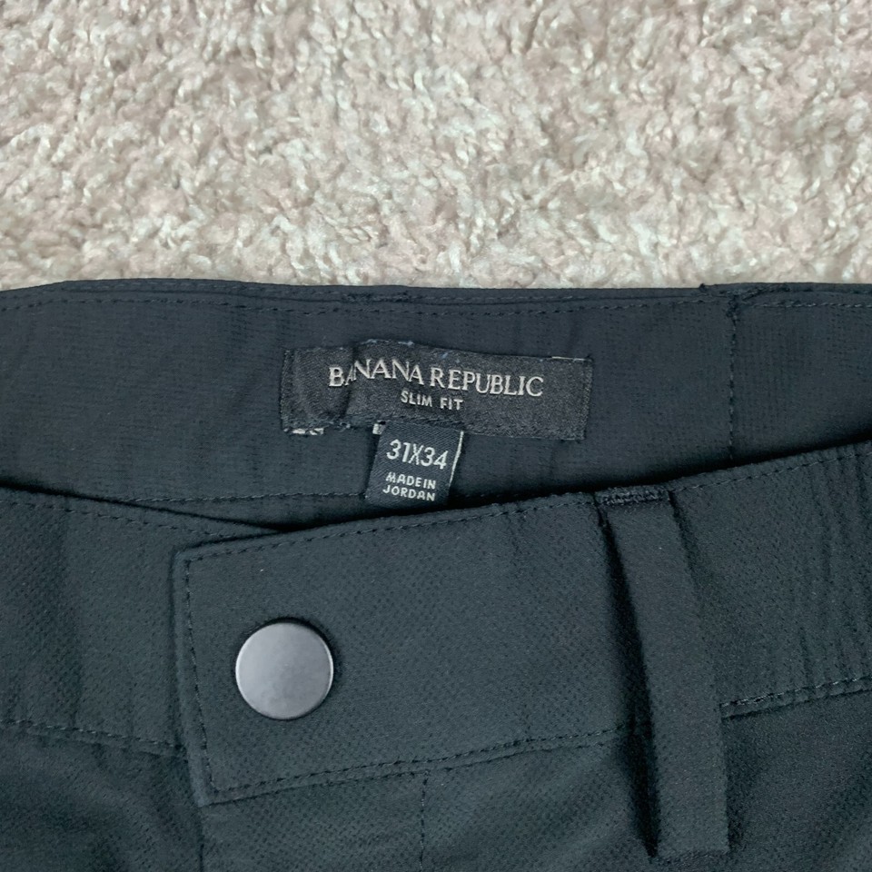 Banana Republic Mens Pants 31x33* Slim Fit Black Tech Commuter 100