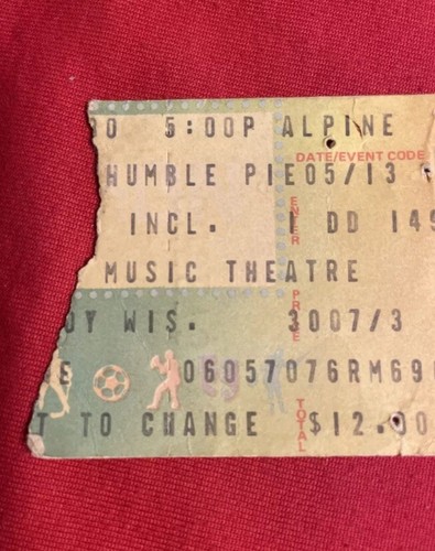 Vintage 1980 Concert Ticket Humble Pie Mahogany Rush June 7th Alpine Valley WI - Picture 2 of 6