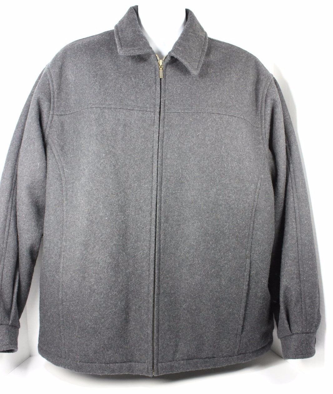 Mens Black Wool Jacket Coat Zippered Aberdeen Size Large Peacoat Style