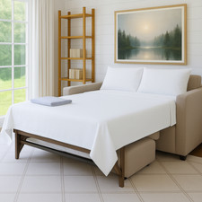 White Solid Queen Size Sleeper Sofa Bed Sheet Set - Luxury 100 Egyptian Cotton