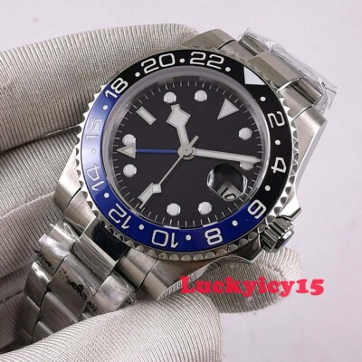 Solid 40mm black dial ceramic bezel sapphire glass GMT Automatic men's watch 293
