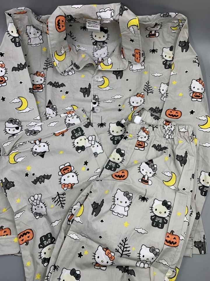 Pijama Pottery Barn Teen Hello Kitty Brilla en la Oscuridad Calce Suelto Gris Pequeño #H523 Foto 2 de 3