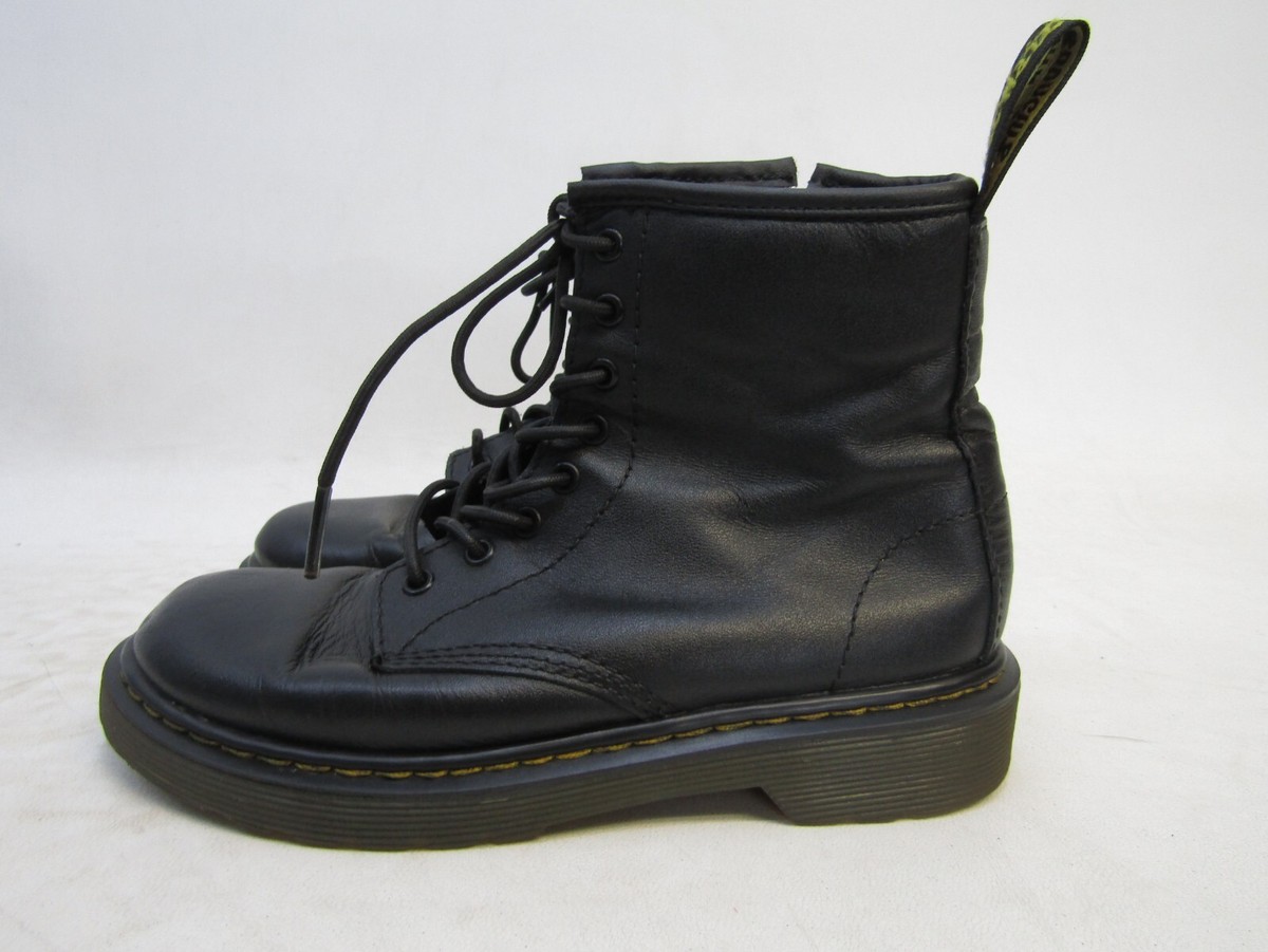 Martens Youth Size Black Leather Zip Laces Eye Ankle Boots