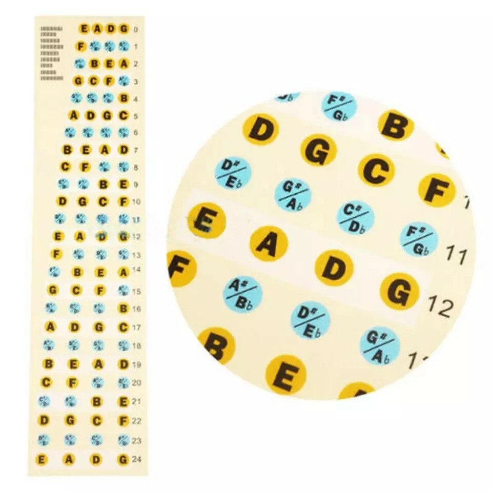 Bass Guitar Fretboard Note Labels Scale Fret Stickers for 4 Strings