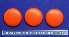 3 Made in USA 1" Bright Orange (Persimmon fruit color) Genuine Leather Buttons