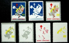 US, 1944 Postman Progressive Color Epreuves, Lot de 7, Perf 12 1/2 X 12, MNH