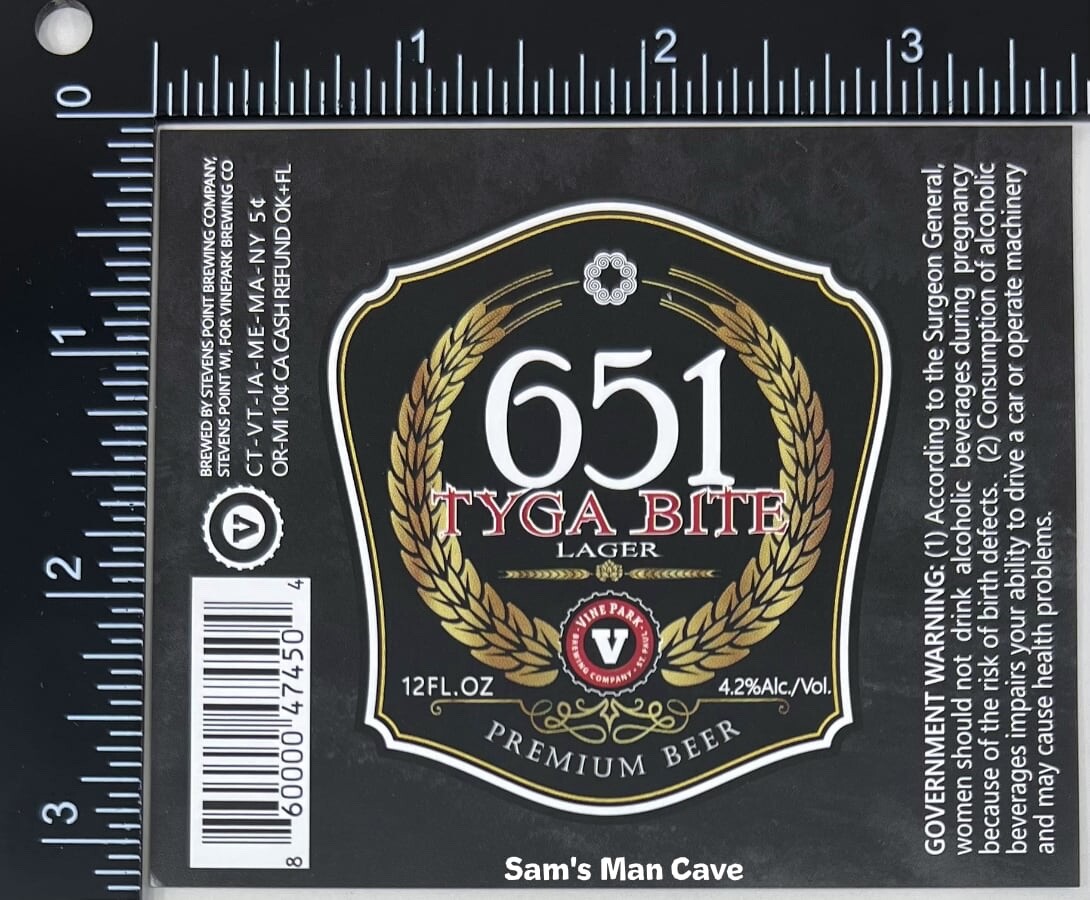 651 Tyga Bite Lager Label - WISCONSIN