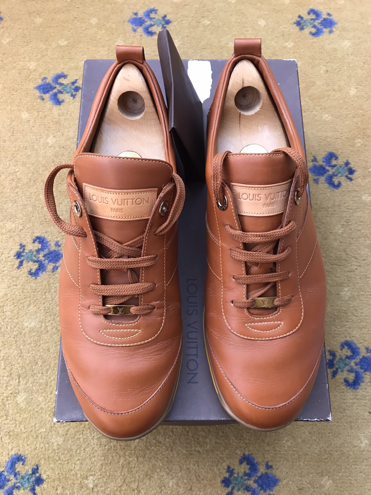 Louis Vuitton Trainers Sneaker Shoes Tan Brown Leather Mens UK 9 US 10 EU 43 thumbnail 2