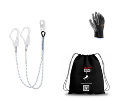 Doppelhaken Halteseil 1,5m Fallschutz Verbindungseil Kletterseil Absturzschutz 