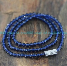 Faceted 3mm Bright Dark Blue Spinel Crystal Round Gems Beads Necklace 16-28"
