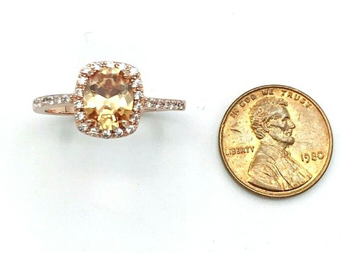 Fragrant Jewels Signed FJ Rose Gold Halo Ring Size 10 - Picture 4 of 9