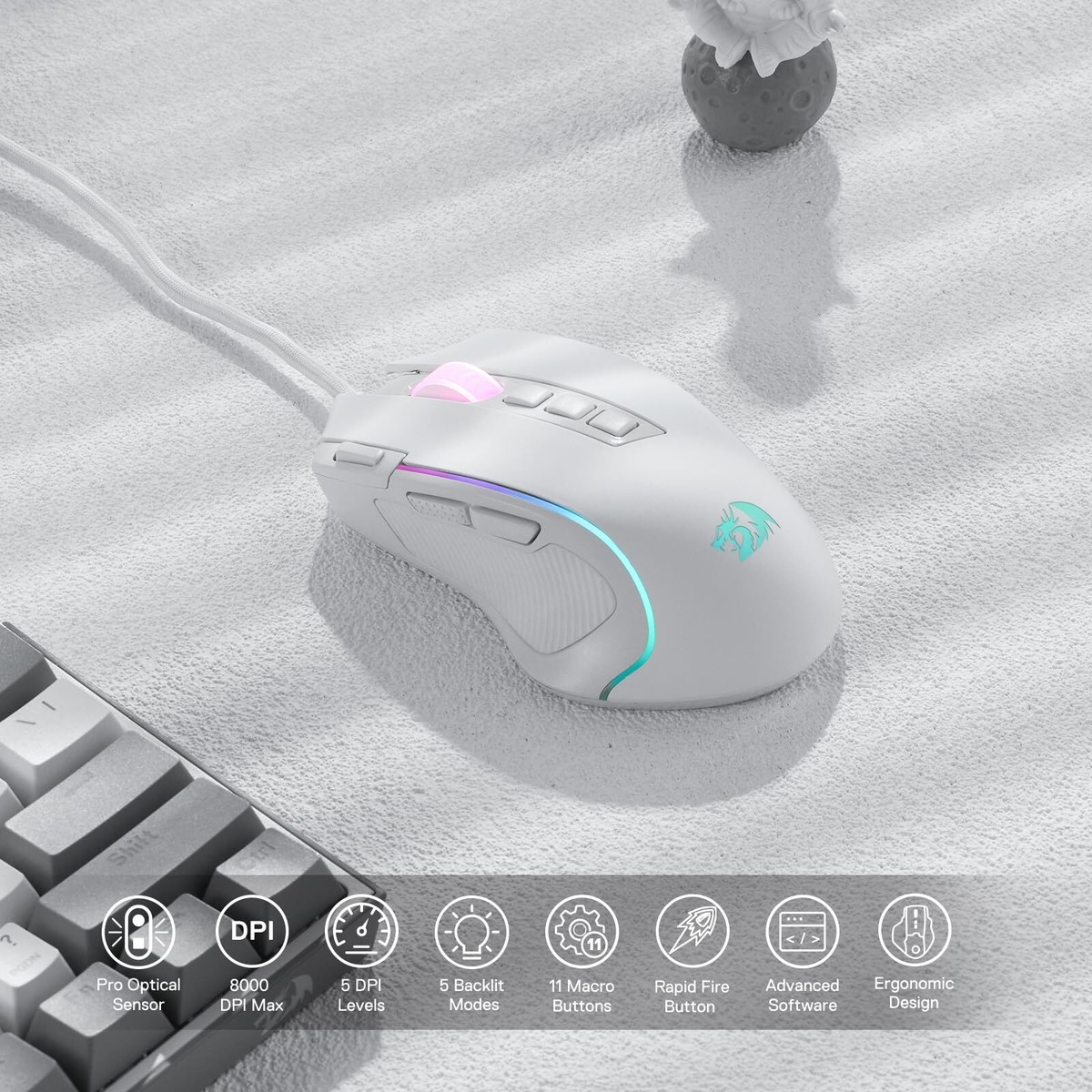 Redragon M612 Predator RGB Gaming Mouse 8000 DPI Wired