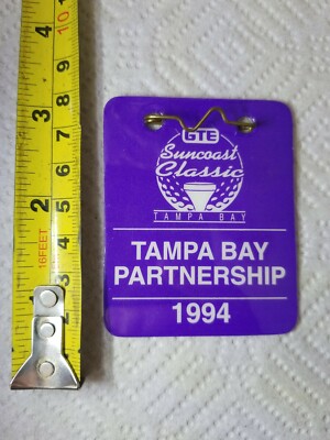 GTE SUNCOAST CLASDIC TAMPA BAY PARTNERSHIP PINBACK BUTTON 1994 GOLF