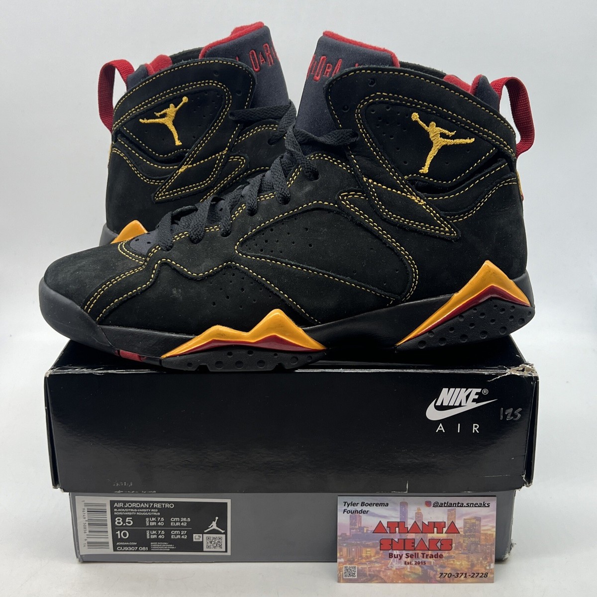 Size 8.5 - Jordan 7 Retro Citrus Black Yellow Red Suede (CU9307
