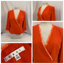 Cabi Blazer Jacket Sz 4 Orange Poly 1-btn Func Cuffs NWOT YGI P1-110