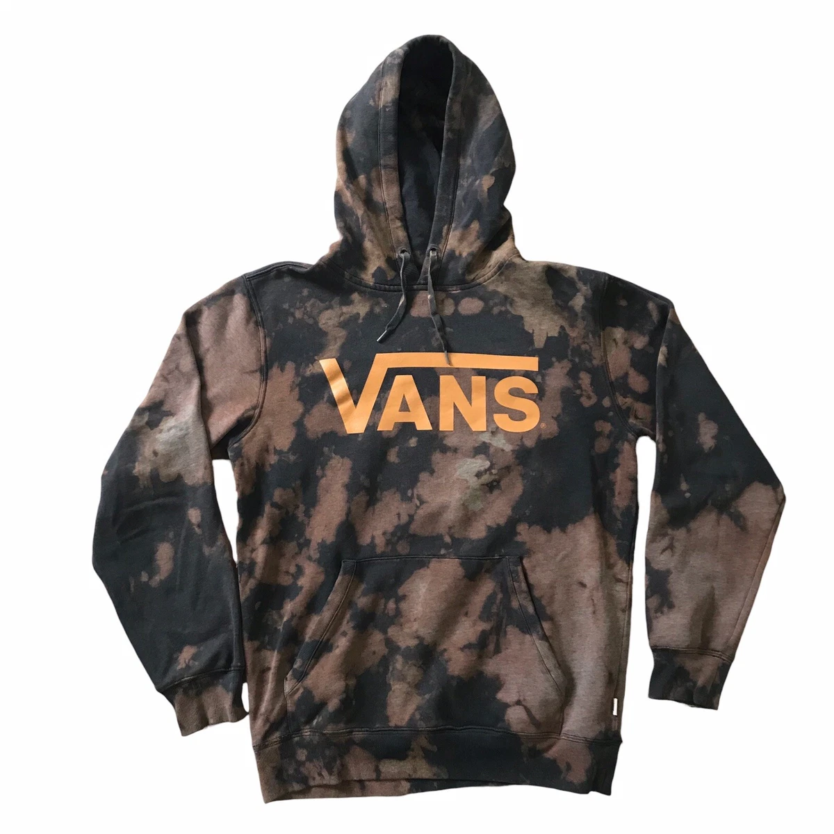 Vans Hoodie Black Bleach Brown Tie Dye Men's Medium Bleached