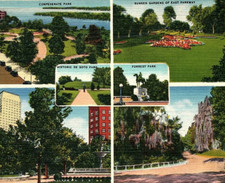 1940s MEMPHIS TENNESSEE 6-PARKS IN MEMPHIS MONUMENTS MORE POSTCARD 44-100