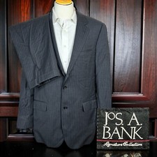Jos A Bank Signature 2 Piece Suit Mens 42L 36x30 Gray Stripe