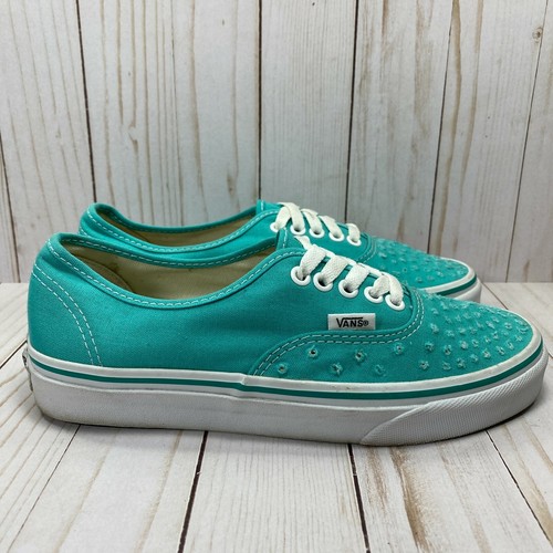 turquoise vans slip on