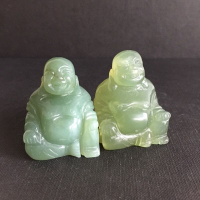 2 Stück Jade Buddha Mineralien Steinfiguren Maß:2,5 x 3 x 4,5 cm Set 3 