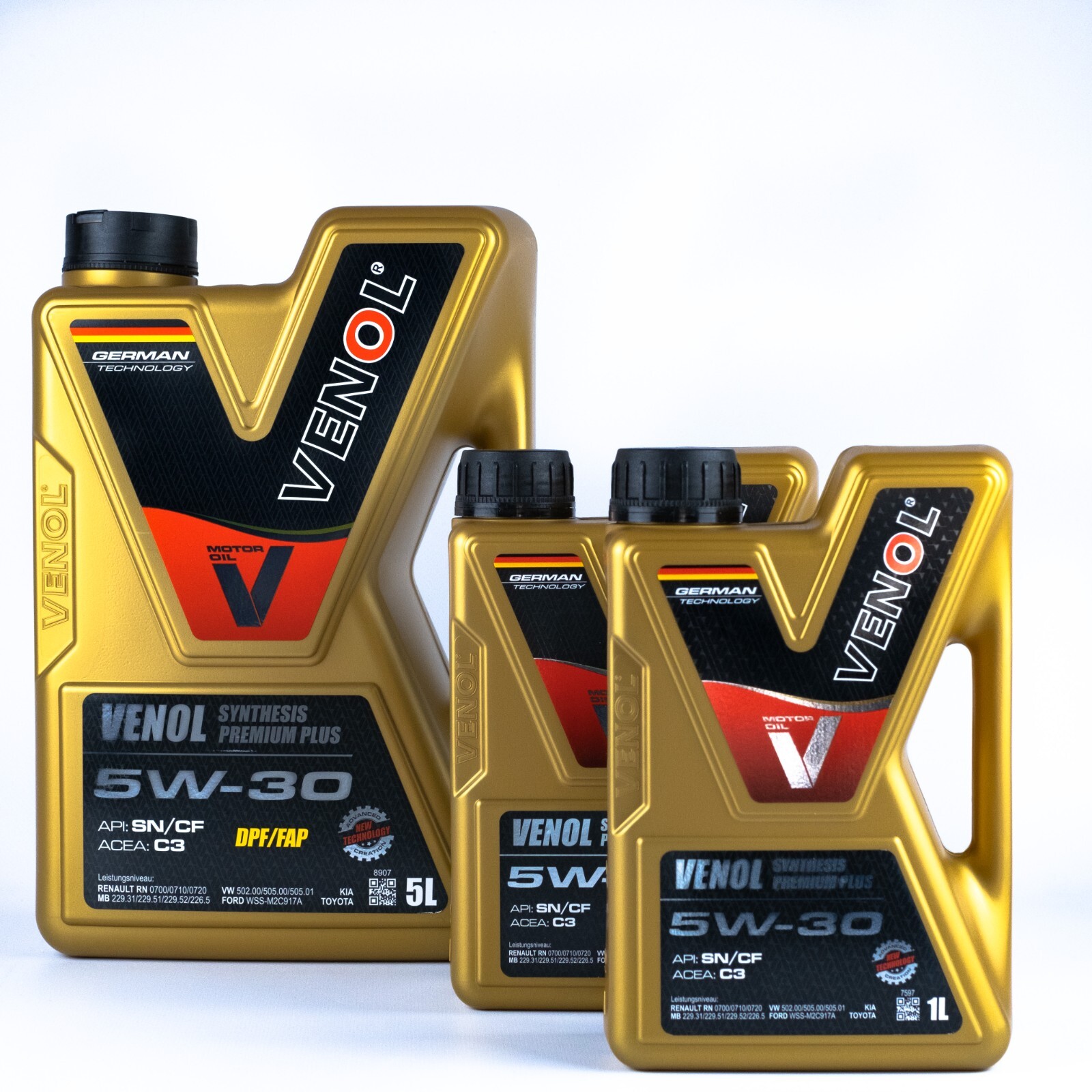 Huile moteur 5W30 C3 VENOL pour filtre à particules essence et diesel pack éco de 7 litres
