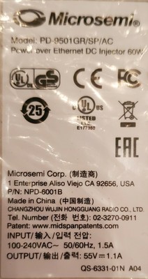 Microsemi POE with surge protector PD-9501GR/SP/AC  Security systems Poe