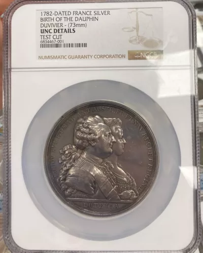 1782 France Birth Of Dauphin Silver Medal 73 MM NGC UNC Details INCREDIBLY RARE