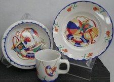 TIFFANY  CO. Seashore 3pce Baby Tableware Set Porcelain Pre-owned H1.5xW6.5