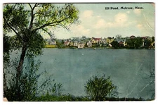 Ell Pond Melrose Massachusetts Lake View with Houses c1910s Postcard