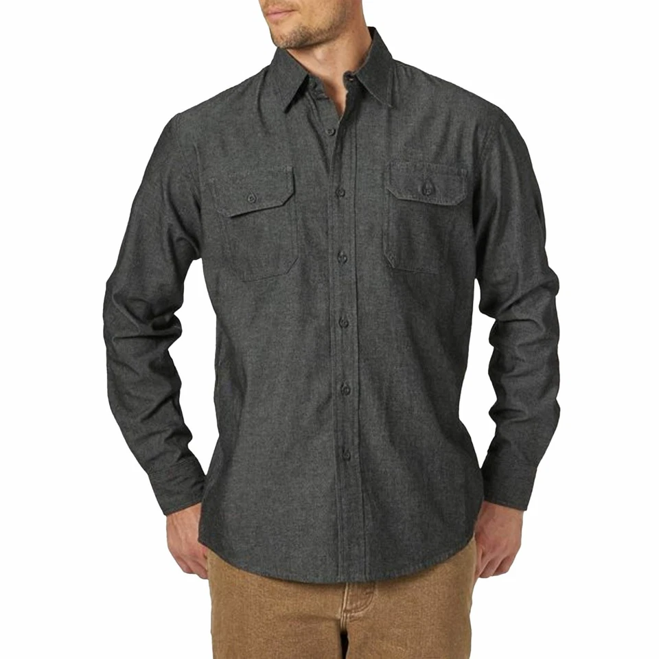 WRANGLER Shirt Denim Grey Men's Long Sleeve Pocket Soft Cotton Button Top 393 - Image 2 of 4
