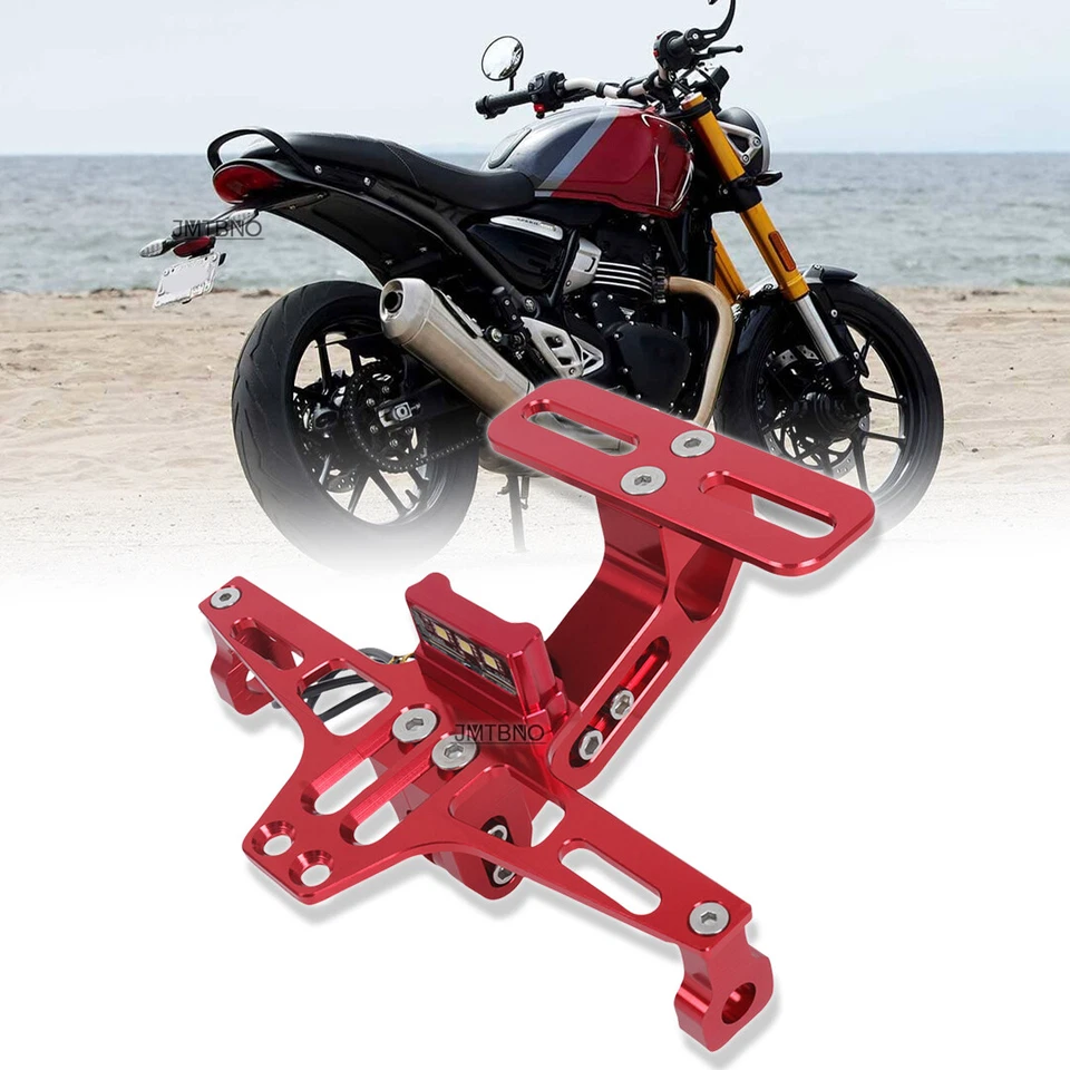 Soporte de matrícula LED para guardabarros ordenado cola Triumph Scrambler 400 X Foto 2 de 4