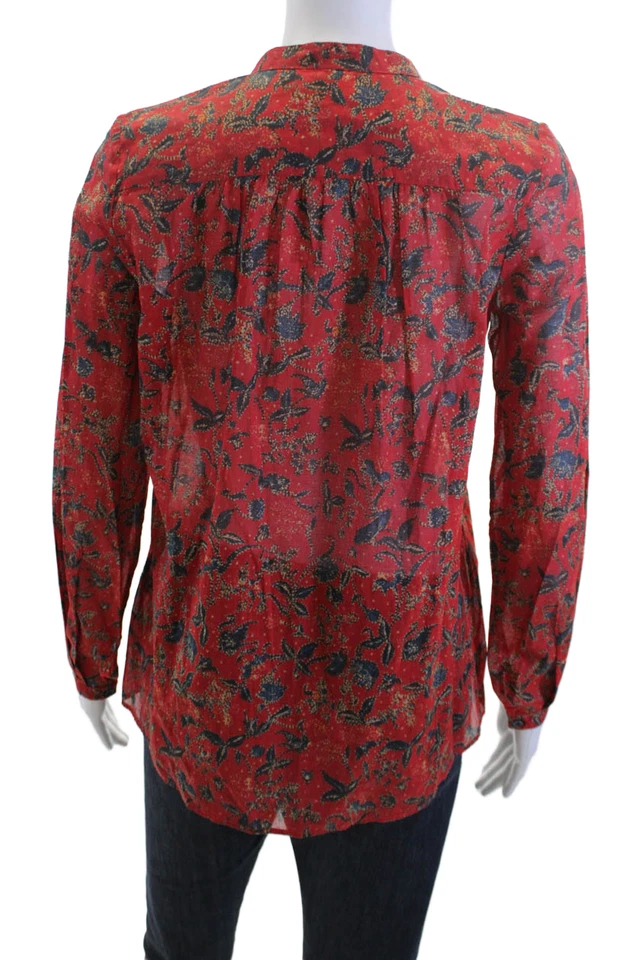 Isabel Marant Etoile, Blusa Mujer Roja Floral Abotonada Manga Larga Talla 34 Foto 3 de 4