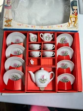 Vintage Child's China Tea Set Dishes - 15 PC