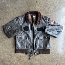 Vintage US Navy USN G1 Brown Leather Bomber Flying Jacket - Size Medium / 38