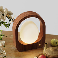 Cordless Rechargeable Table Lamp, 3 Color Dimmable Small Table Lamp with Glass S