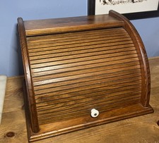 Vintage MCM ROLL TOP Bread Box Rustic Farmhouse KITCHEN COUNTER BOX