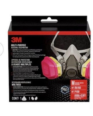 3M Multi-Purpose Half Face Reusable Respirator P100 size M  2 SETS New in box 