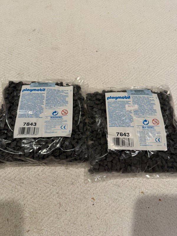 Playmobil 7843x2 Cargo Railroad Bag of Bulk Coal Plastic Pieces Fake Train NEW