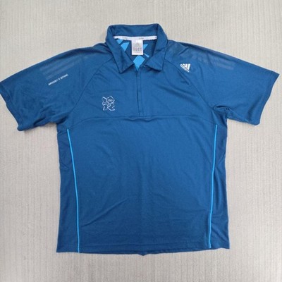 Adidas London 2012 Olympics Shirt Mens XL Blue ClimaCool Polo Performance