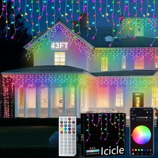 Led Icicle Lights Outdoor,43FT 400 LED RGB Smart 43FT