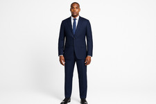 RENOIR Navy Wool Suit Men New 38R 54L Classic Regular Fit Business Church Formal