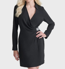 DKNY Donna Karan New York Surplice Neckline Faux Wrap Mini Dress Size 2 NWT